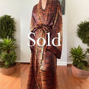 Vintage ‘97 Victoria Secret matching maxi slip and robe in multi animal print